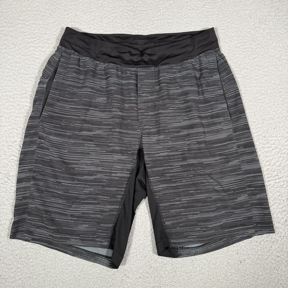Lululemon Shorts Mens Medium Black T.H.E. 9" Running‎ Gym Stretch Workout Logo
